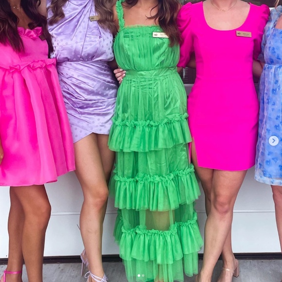 Green Tiered Ruffle Midi Dress - Picture 4 of 4